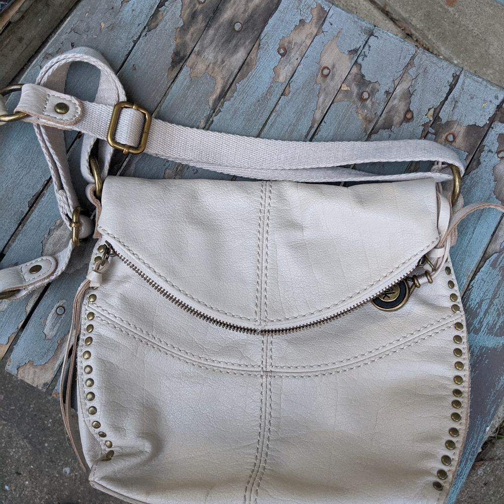 The Sak Beige Studded Leather Crossbody Bag EUC